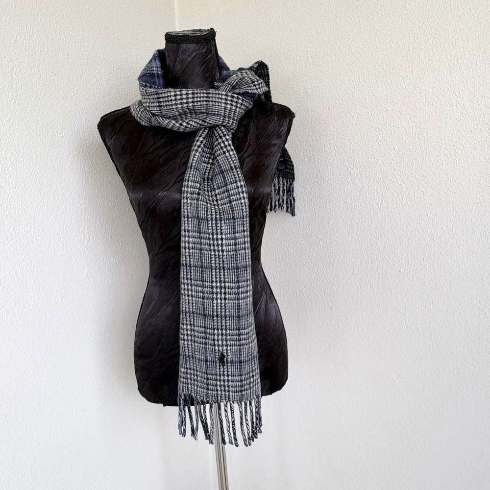 Polo‎ Ralph Lauren Reversible Plaid & Striped Wool Scarf Set Mens OS Italy